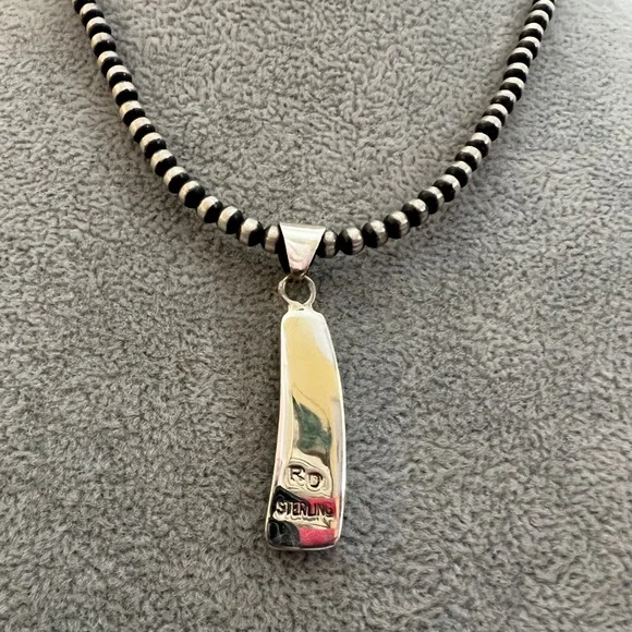 ❤️ Signed “RD” Native Zuni Inlaid Galaxy Sterling Kachina Cosmic Pendant 1.71”L - Picture 6 of 14